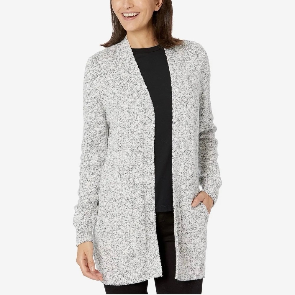 LL Bean Gray Cotton Ragg Cardigan Sweater Pockets Open Size SMALL